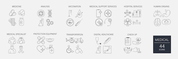 Medical icons Medical and Healthcare web icons Medicine collection vector icons Medical vector