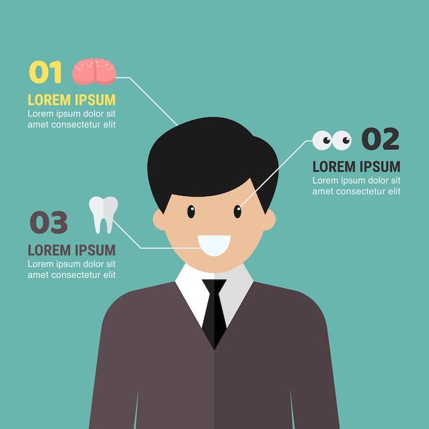 Medical infographic with man character. Vector illustration