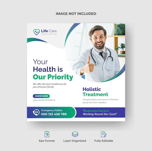 Medical instagram post or social media web banner design template premium vector