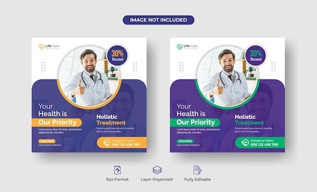 Medical instagram post or social media web banner template Premium Vector