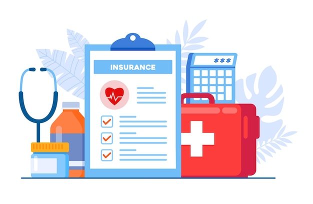 Medical insurance concept flat vector illustration banner and landing page