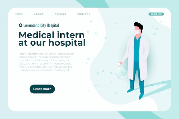 Medical internship banner concept, medical themed landing page template