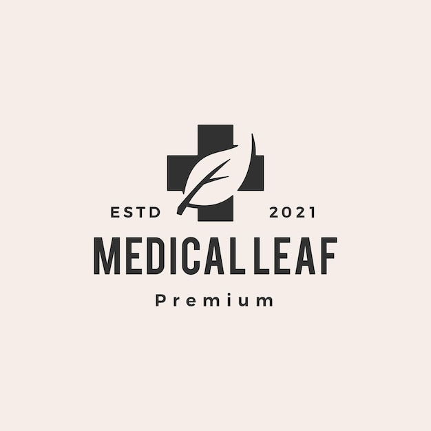 Medical leaf hipster vintage logo