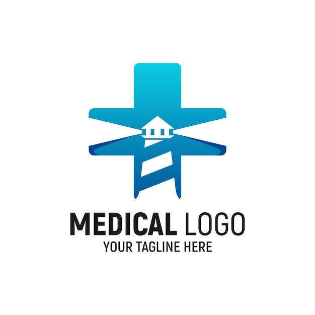 Medical Lighthouse Logo Design Template Inspiration Vector Illustration