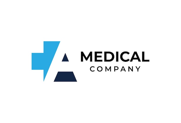 A medical logo letter A with cross icon combination vector illustration