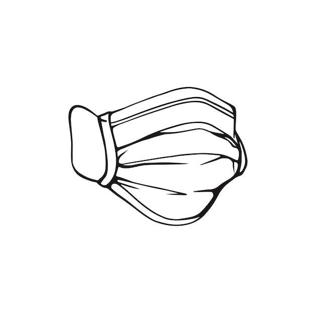 Medical masks isolated on a white background in a Doodle style.Mask for respiratory protection Doodle-style medical mask isolated on a white background. Hand drawn vector illustration.