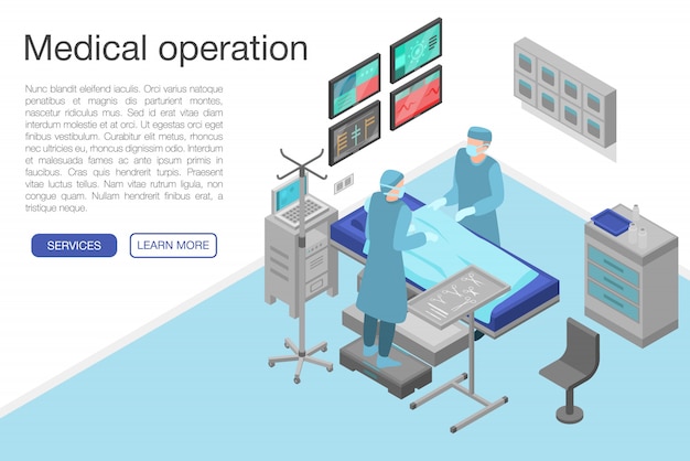 Vector medical operation concept banner, isometric style