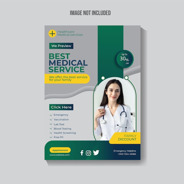 a medical package for medical service with a green and white background