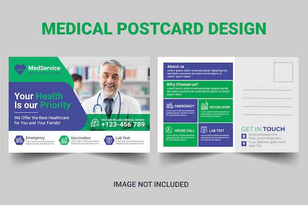 Medical Postcard Design Template Free Vector