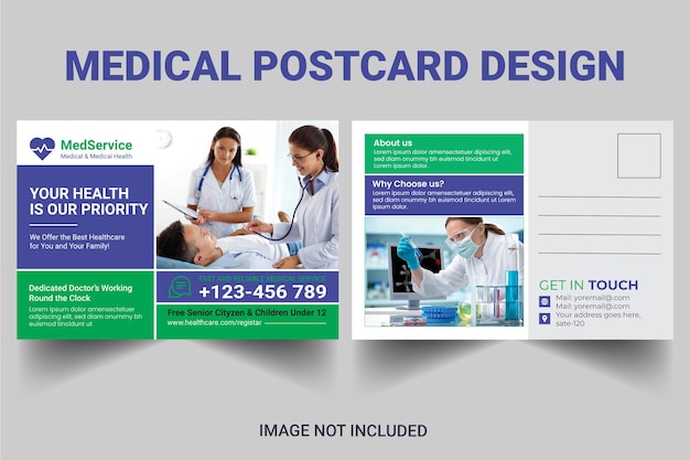 Medical Postcard Design Template Free Vector