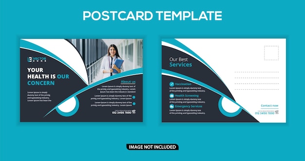 Medical postcard template free vector