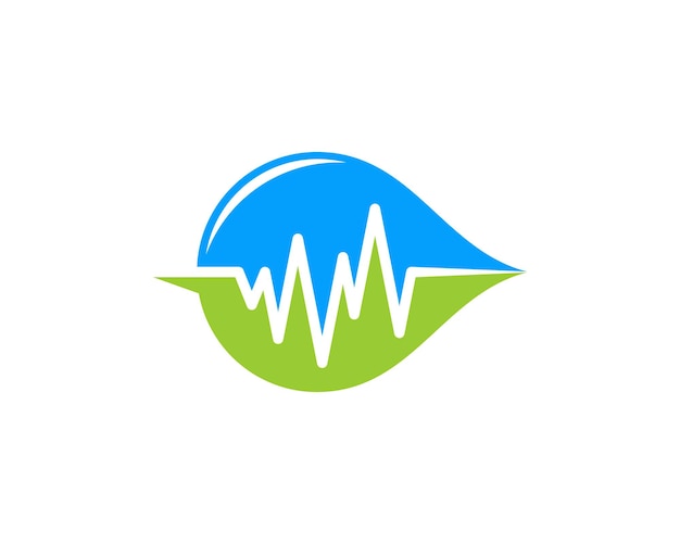 Vector medical pulse in the nature leaf shape logo