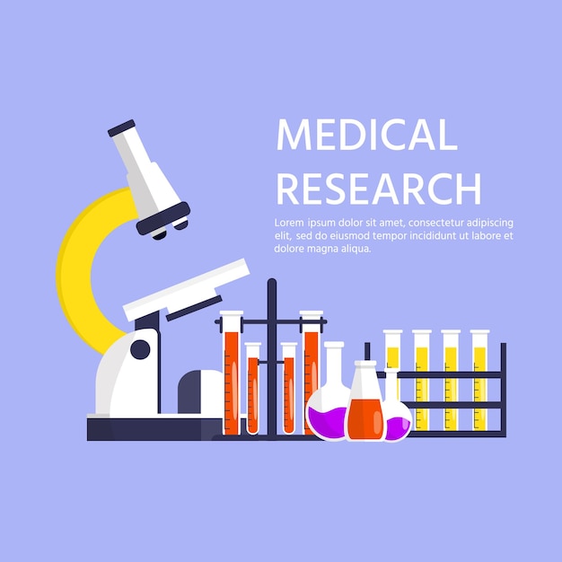 Medical research concept, microscop and blood test, scientist research. Global epidemic or pandemic. Covid-19, coronavirus Disease. virus test. Vector