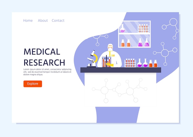 Medical research concept, people in protective suit and mask, scientist. Global epidemic or pandemic. Covid-19, coronavirus Disease. Worker in chemical makes virus test. Vector