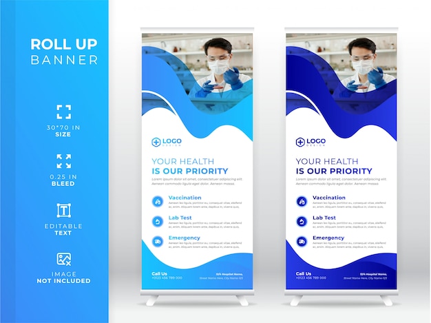 Medical roll up banner, standee banner Premium