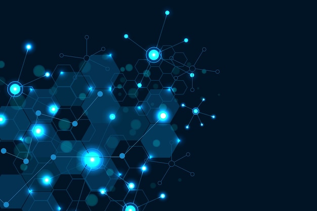 Medical science and digital technology concept with connected lines and dots