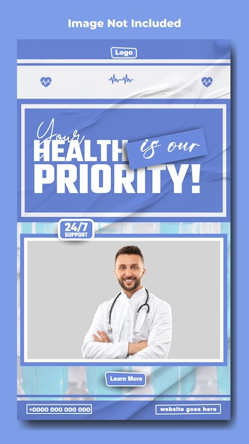 Vector medical service ads promotion instagram story template design