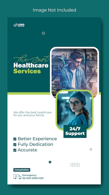 Vector medical service ads promotion story template design