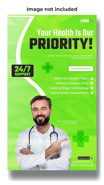 Vector medical service ads promotion story template design