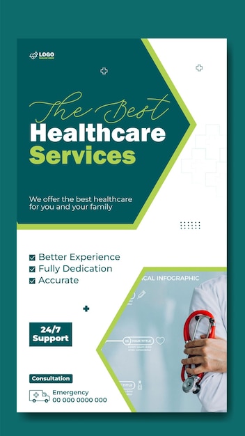 Vector medical service ads promotion story template design