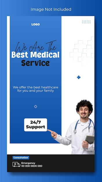 Vector medical service ads promotional instagram story template design