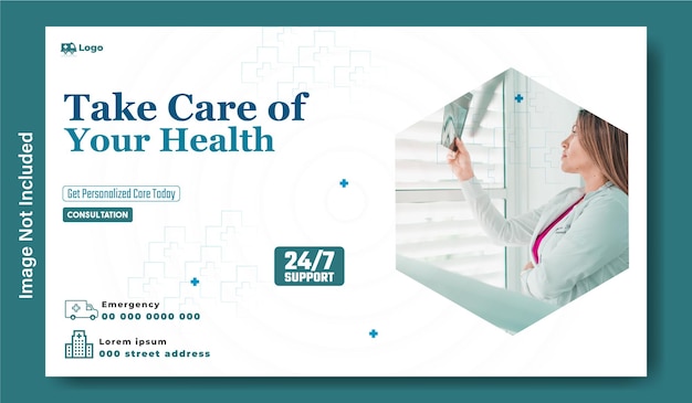 Vector medical service ads web banner template design