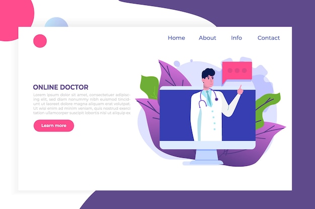 Medical service,  app page screen. Doctor online concept. 