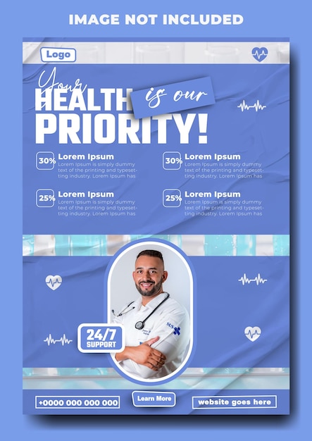 Vector medical service flyer template design