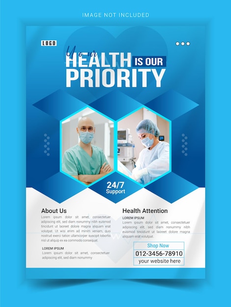 Vector medical service flyer template design