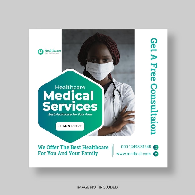 medical service social media post or web banner design template