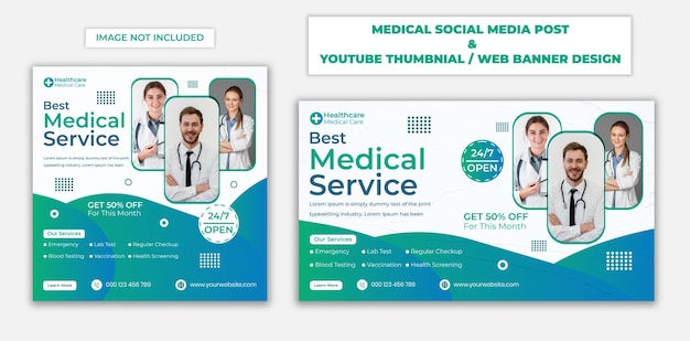 Medical Service Square social Media post and youtube thumbnail banner design