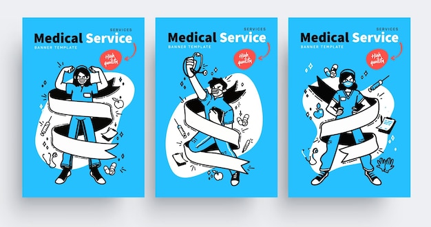 Vector medical services poster design concepts healthcare medical professionals doctors nurses