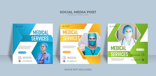 medical servicse ocial media post templates design social media medical service post medical healty