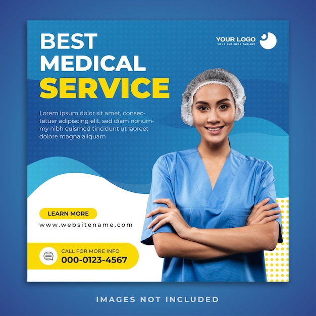 Medical social media banner or square flyer template