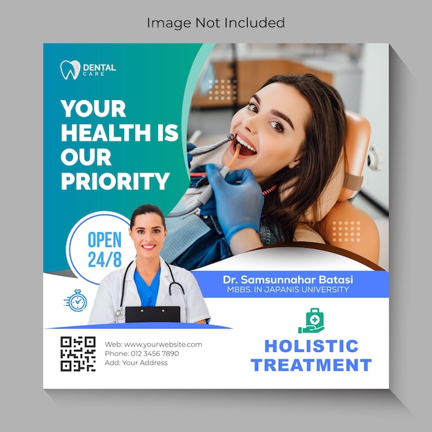 Medical social media dental post template design Premium Vector