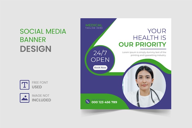 medical social media instagram post and banner design