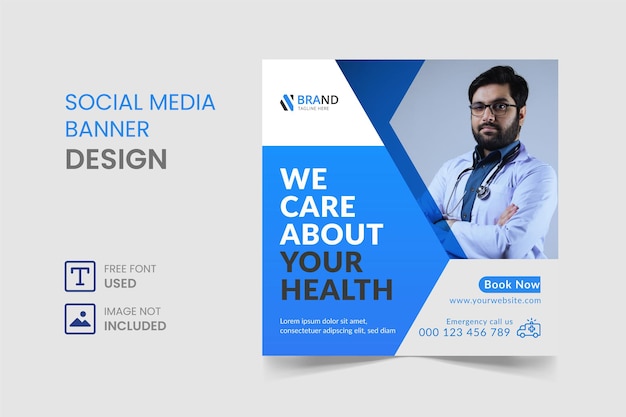 medical social media instagram post and square flyer template