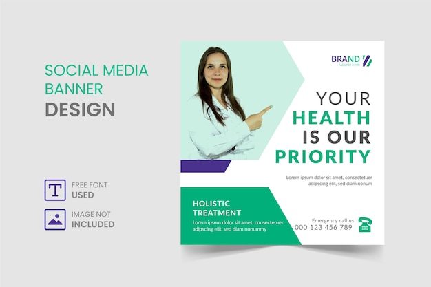 medical social media instagram post and square flyer template