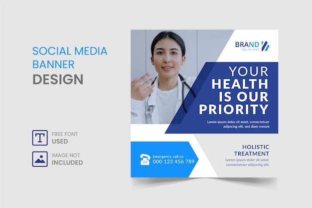 Vector medical social media instagram post and square flyer template