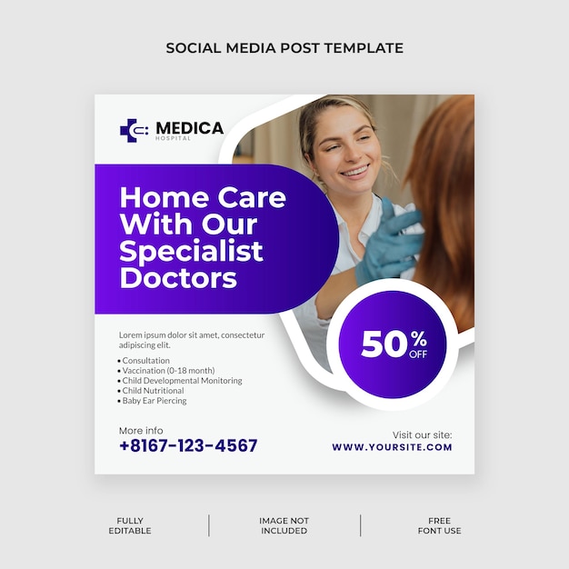 Vector medical social media post banner template design 235