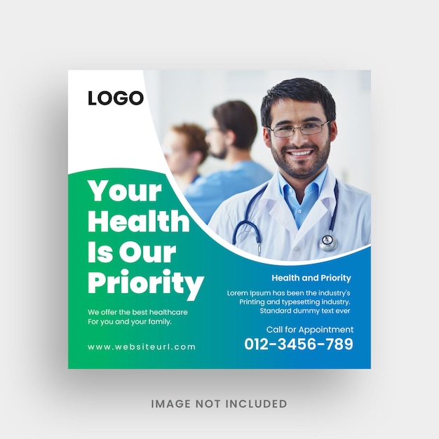 Medical social media post banner template design