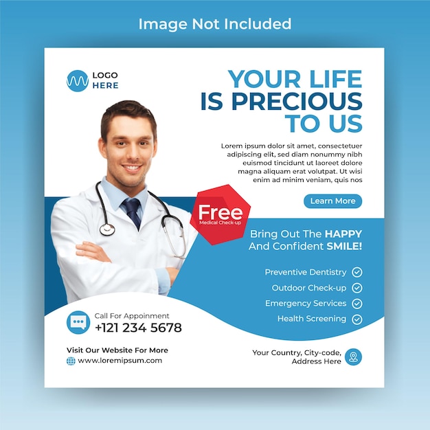 Medical social media post banner template design