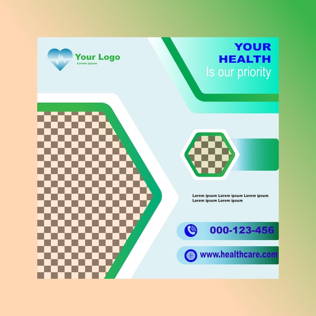 Medical social media post design template Modern banner design with a place for the photo 5