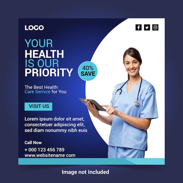 Medical Social media post design template