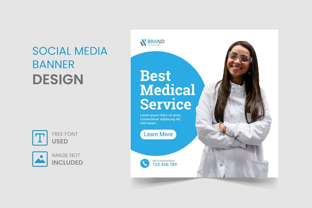 medical social media post and square flyer template