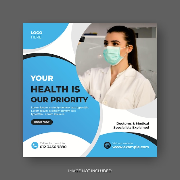 Medical social media post Square template design