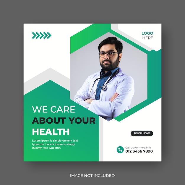 Medical social media post Square template design