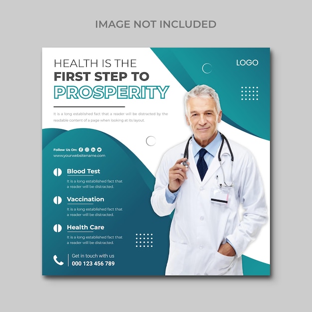 Medical social media post or web banner design template