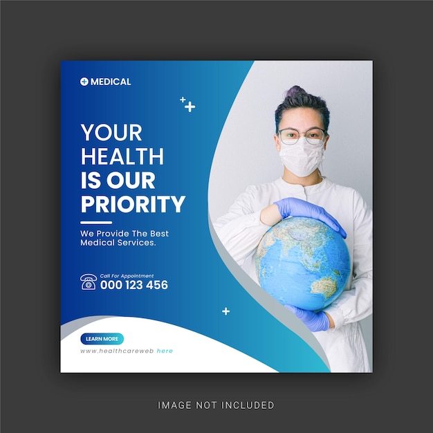 Medical social media post and web banner template Premium Vector