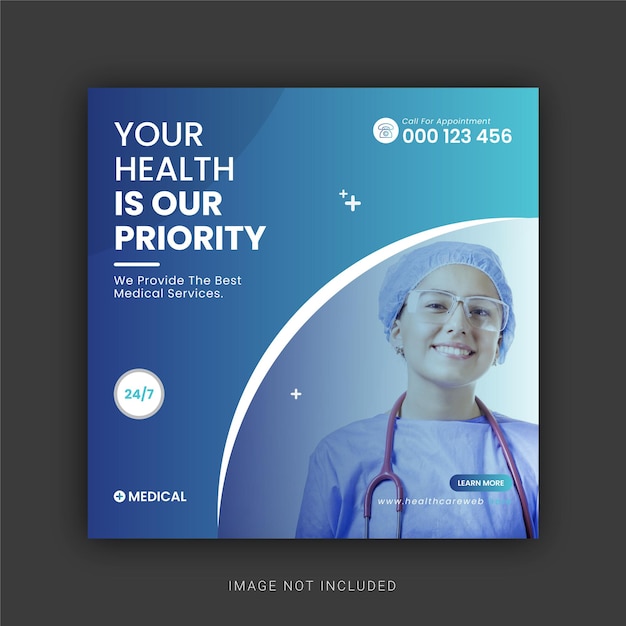 Medical social media post and web banner template Premium Vector